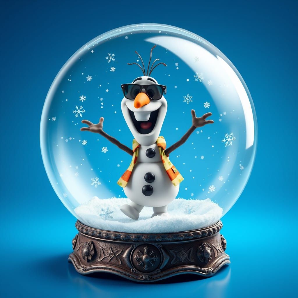 Snow Globe Winter Wonderland with Olaf in Hawaiian Style