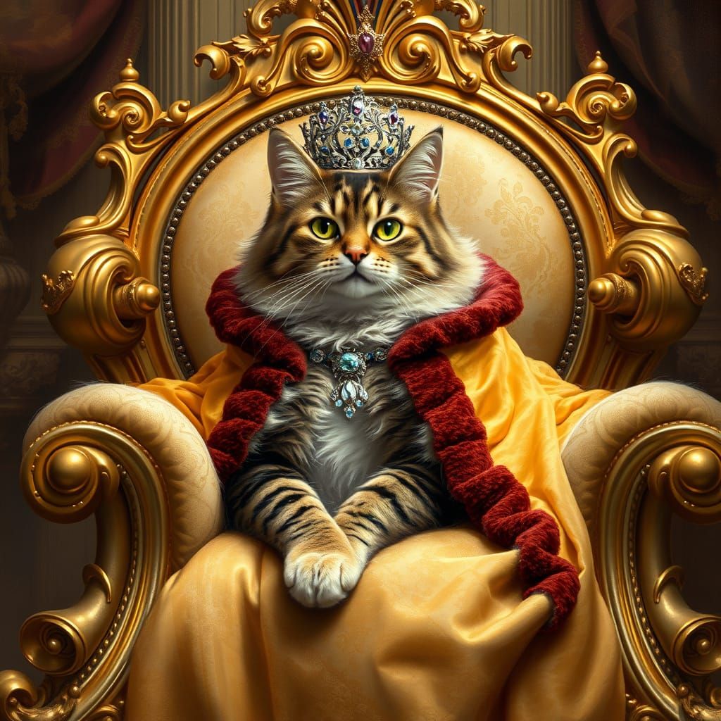 Elegant Feline Princess in Baroque Splendor