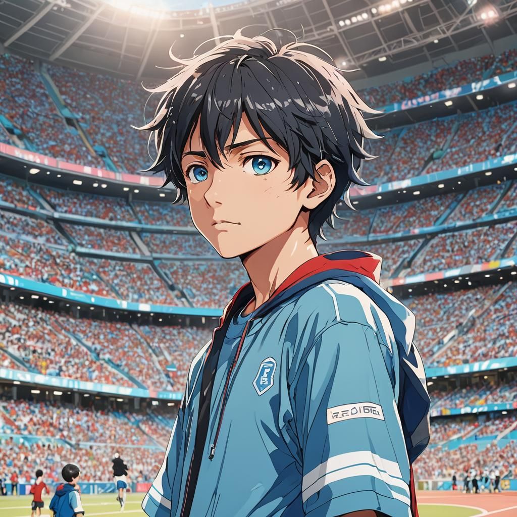 Handsome Boy in Sports Attire, Manga Style