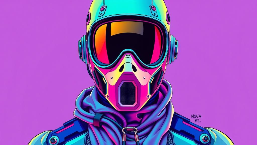 High-Tech Hazmat Suit in Pop Art Style