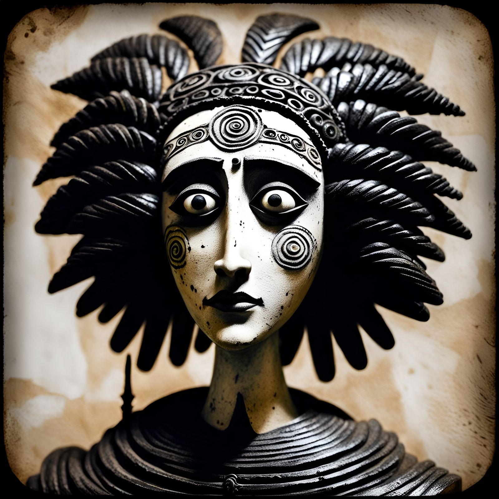 Etruscan Figure in Tim Burton Style