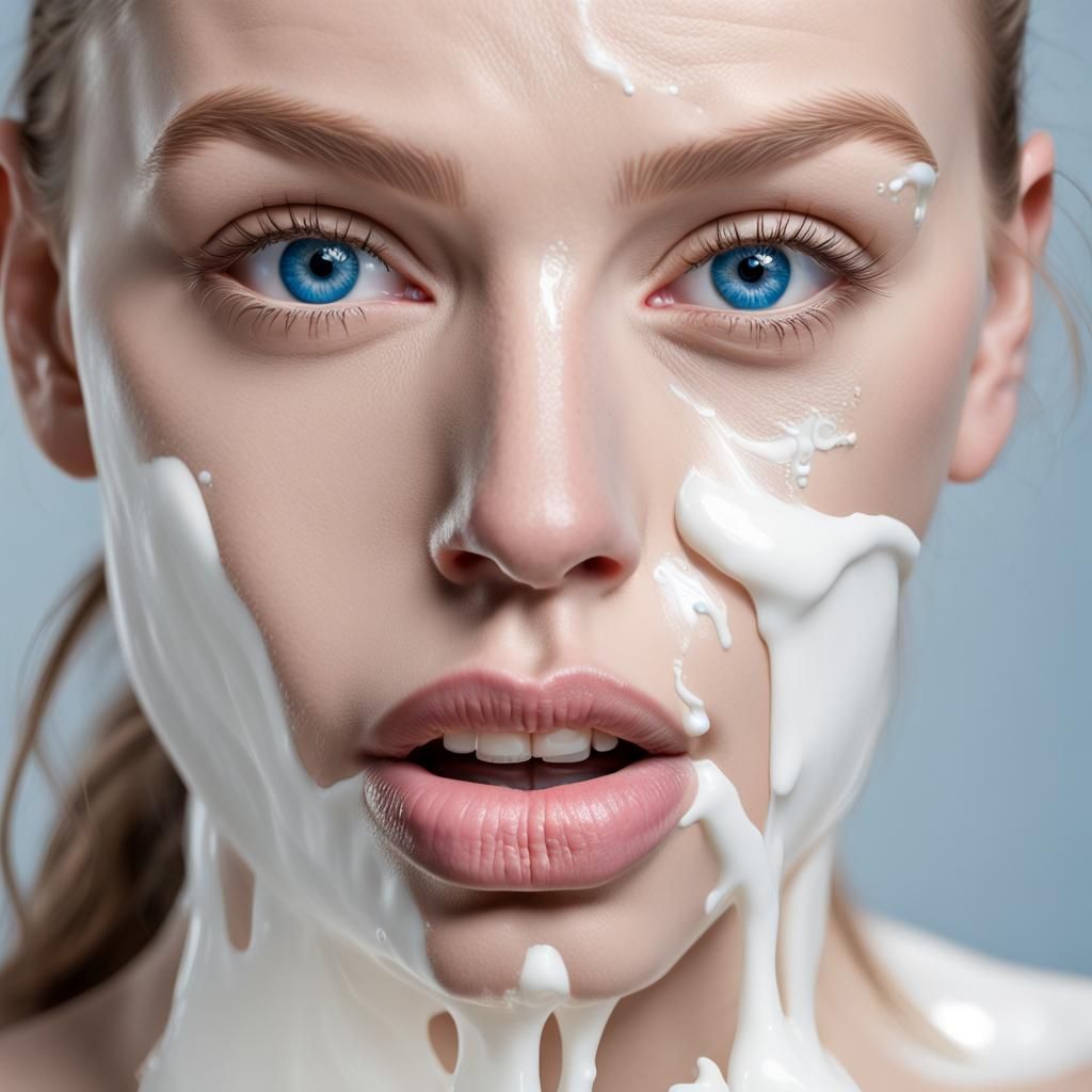 Woman covered in milk