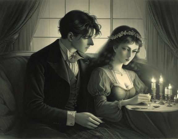 Romantic Embrace with Roses and Candlelight