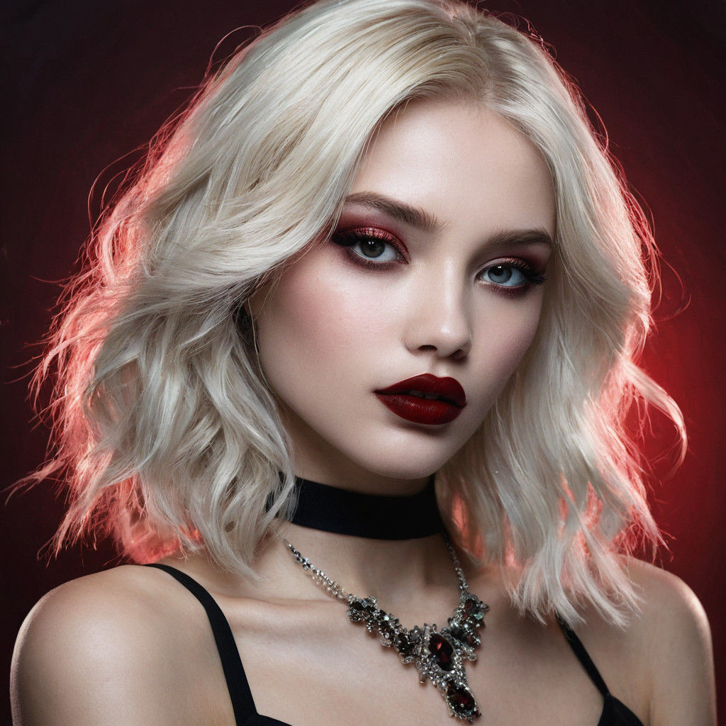 Hyperrealistic Fashion Model Portrait with Platinum Blonde H...