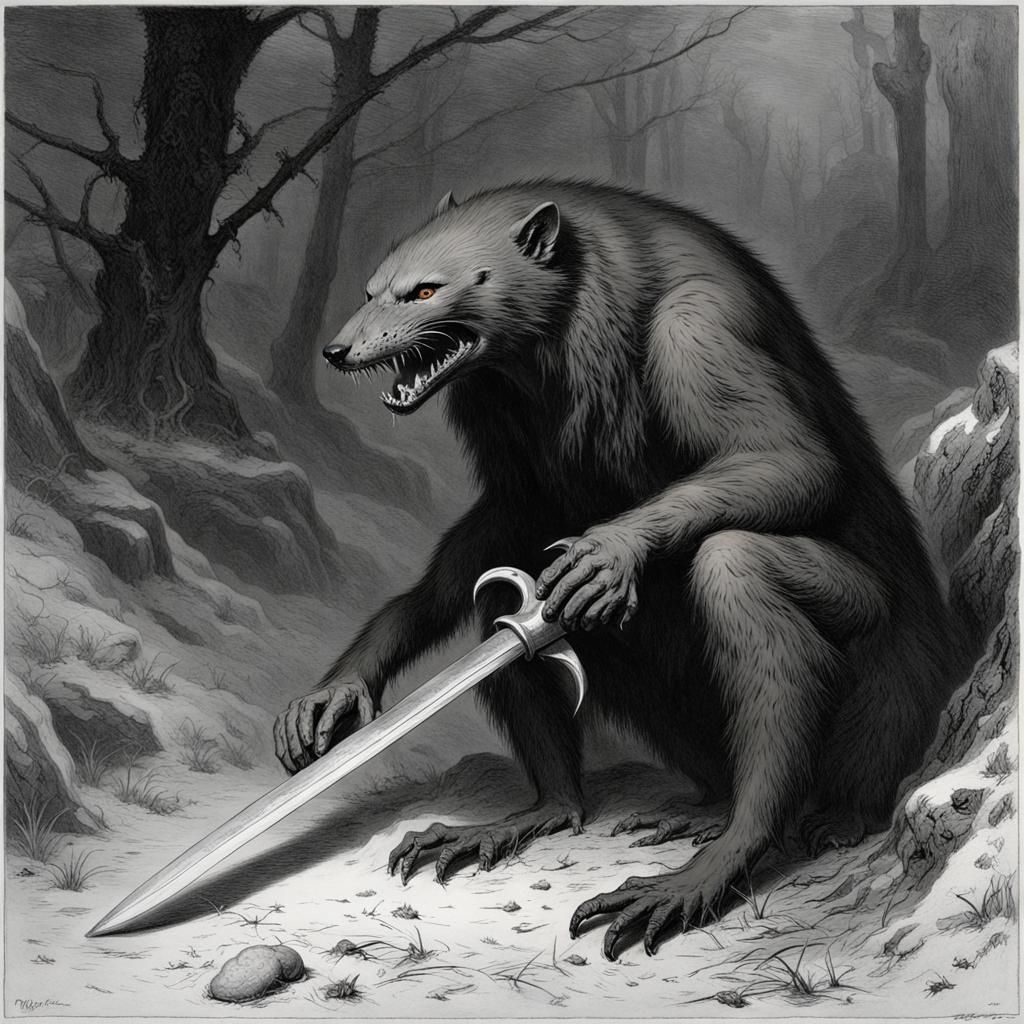 Mink Predator in Gothic Horror Style