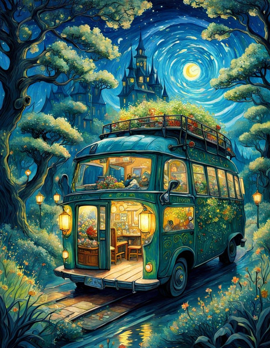 Whimsical Sci-Fi Fairytale Illustration in Studio Ghibli Sty...