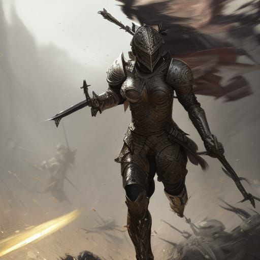 Female Knight Charging into Battle
