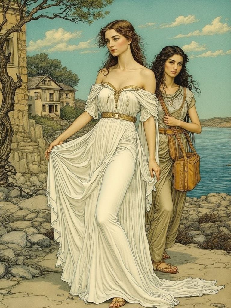 Greek Aristocrat and Servant in Rackham Style