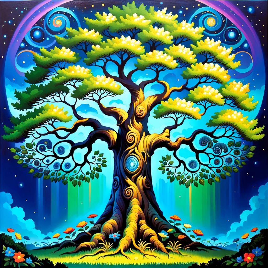 Biomorphic Tree of Life in Expressionist Style