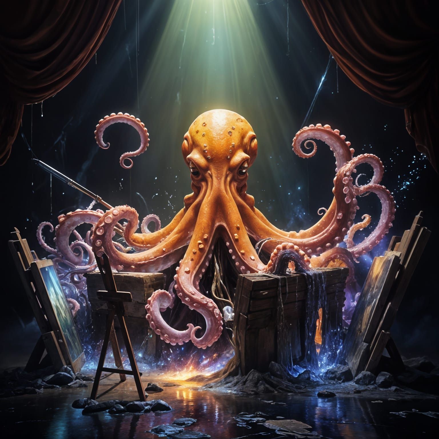 Octopus Artist Brings Forth Vibrant Colors in Baroque Style