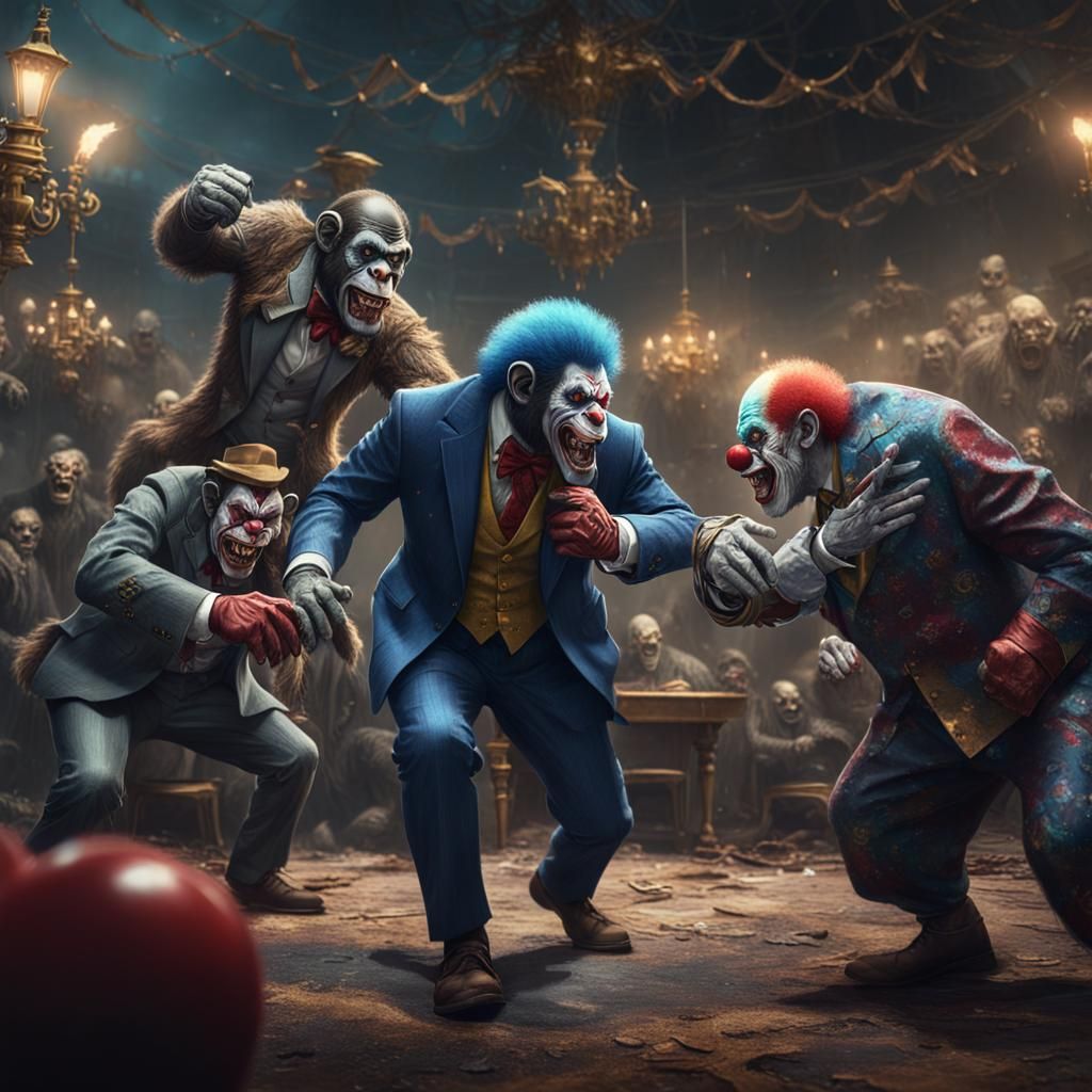 Ape in Suit Versus Clown: Battle to the Death