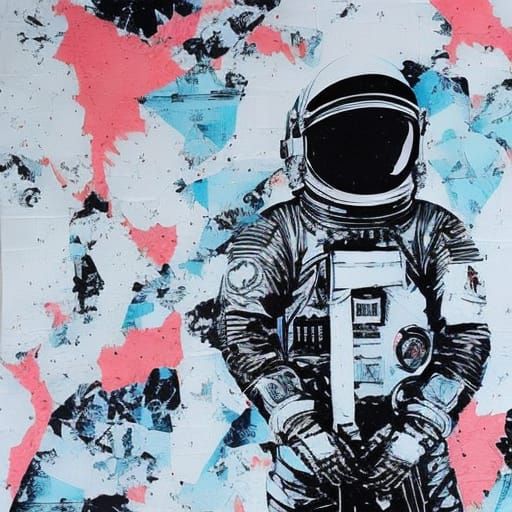 Astronaut Major Tom in Space Collage