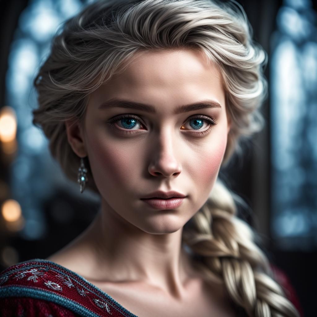 Hyperrealistic Portrait of Elsa in Cinematic Style