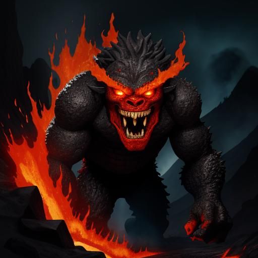 Lava Monster Emerges from a Volcano