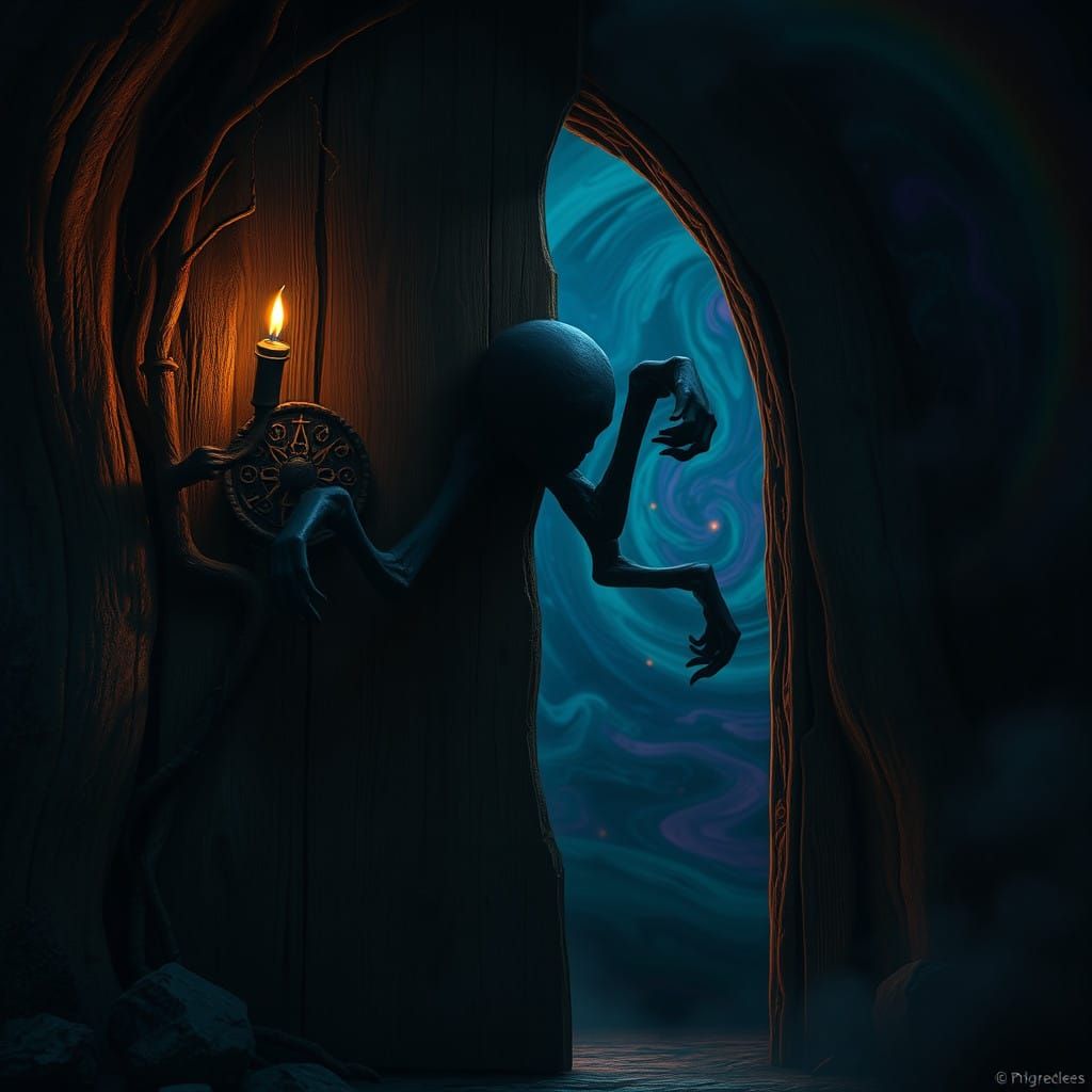 Ethereal Shadow Emerges from Ancient Portal