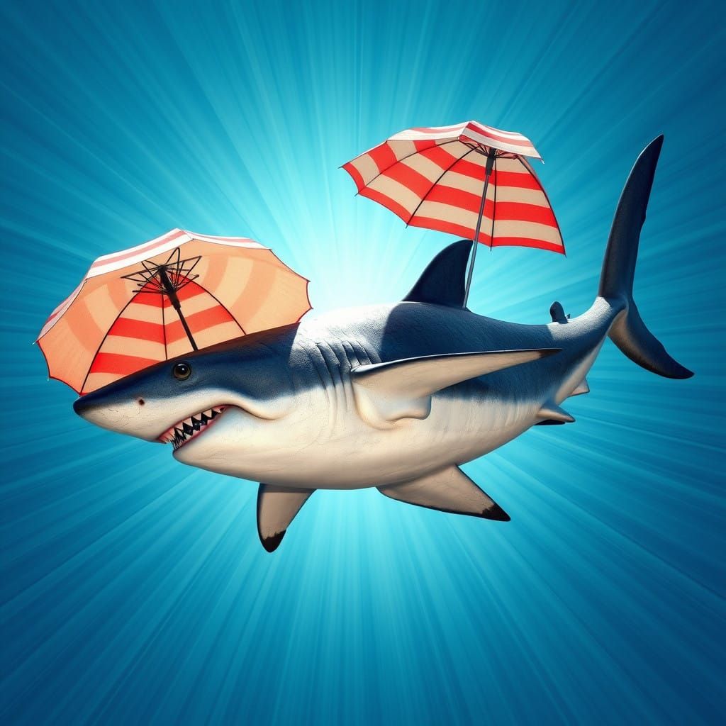 Surreal Shark Underwater Scene in Hyper-Realistic Digital Ar...