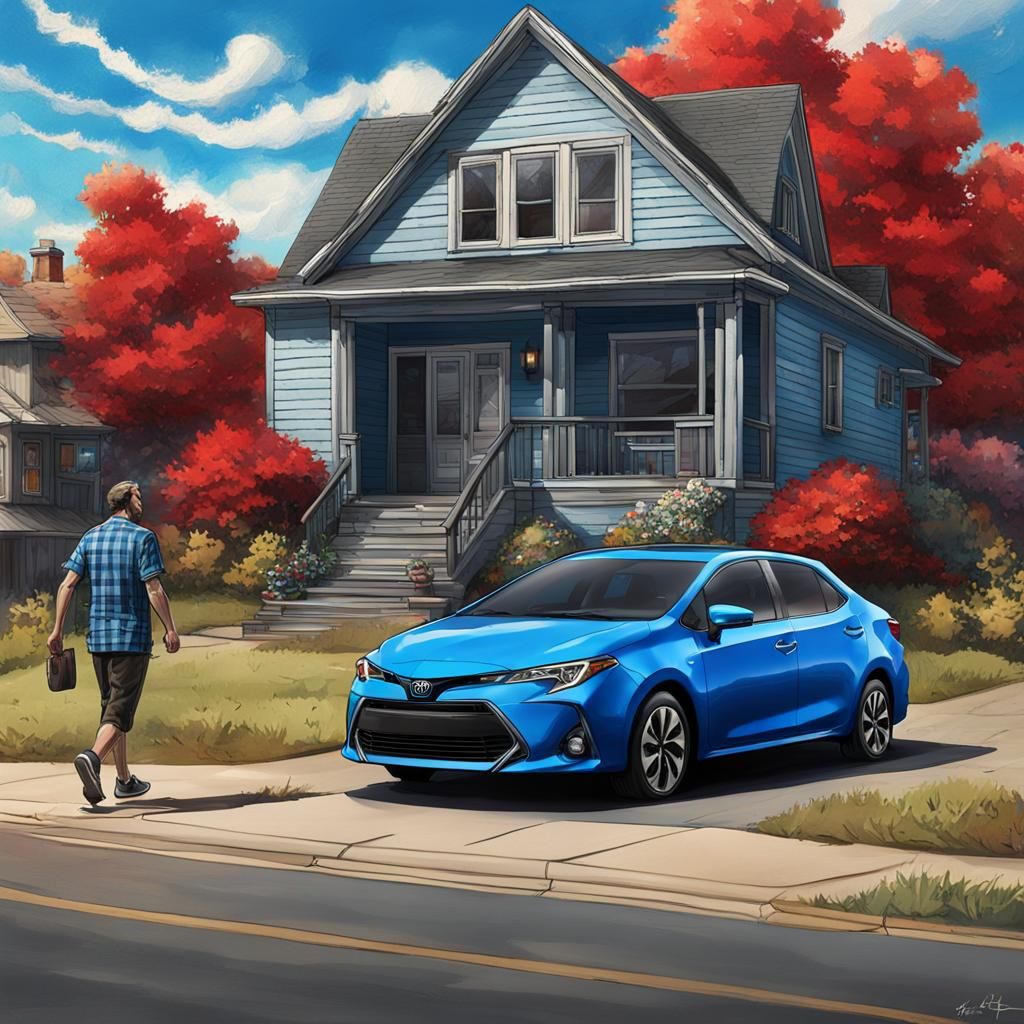 Man Walks to Car: Detailed Matte Painting