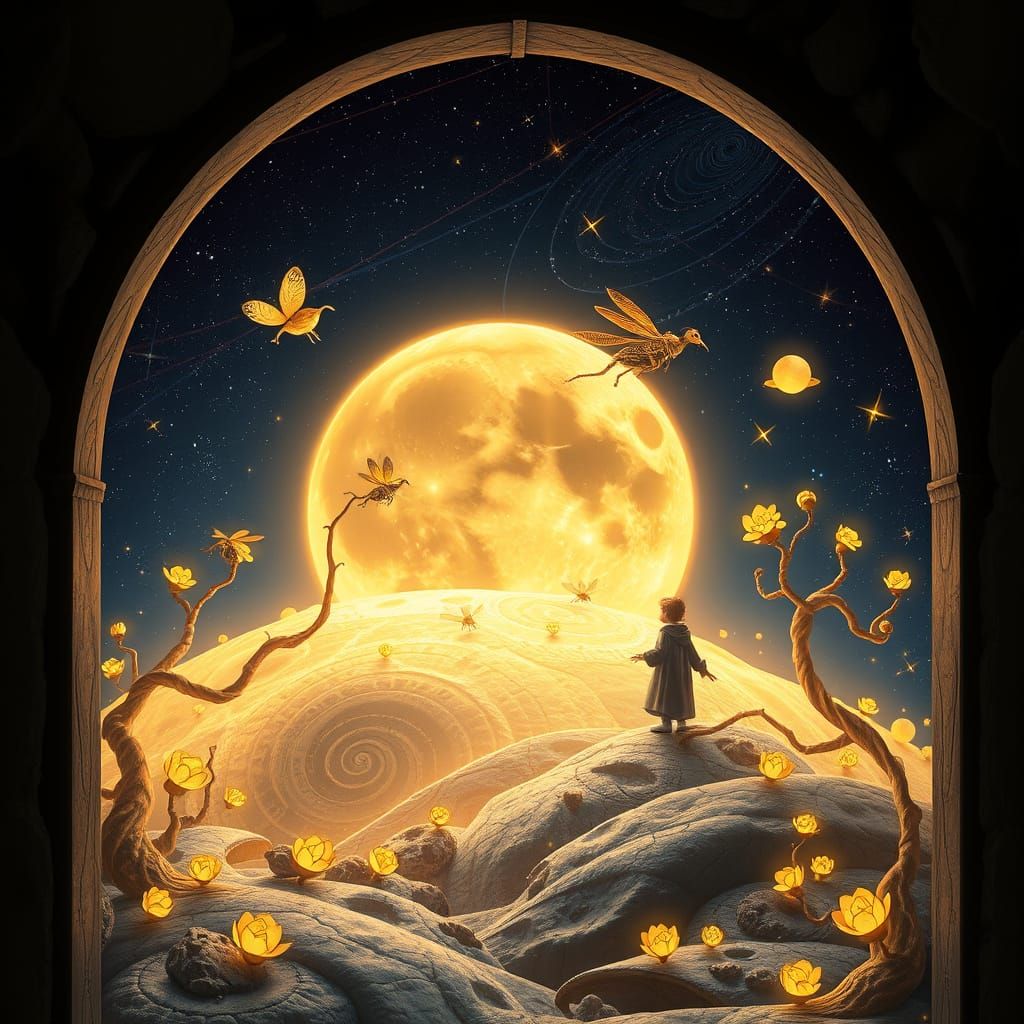 Dreamlike Moonlit Garden in Celestial Style