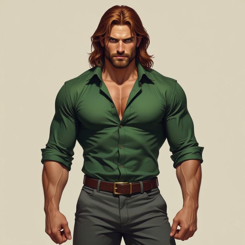 Manly Heroic Fantasy Character with Auburn Hair