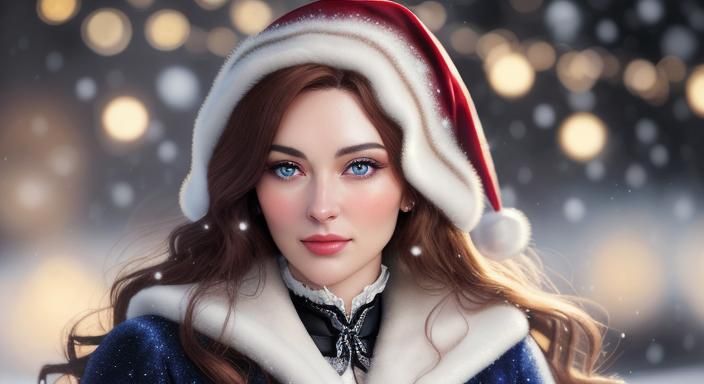 Victorian Christmas Portrait of a Young Woman