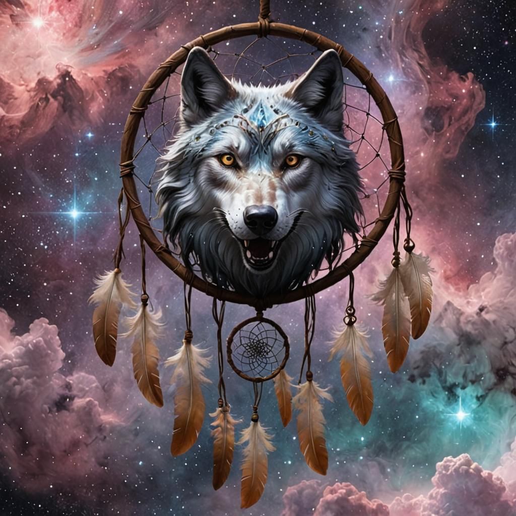 Ghost Wolf Dreamcatcher Nebula in Deep Space