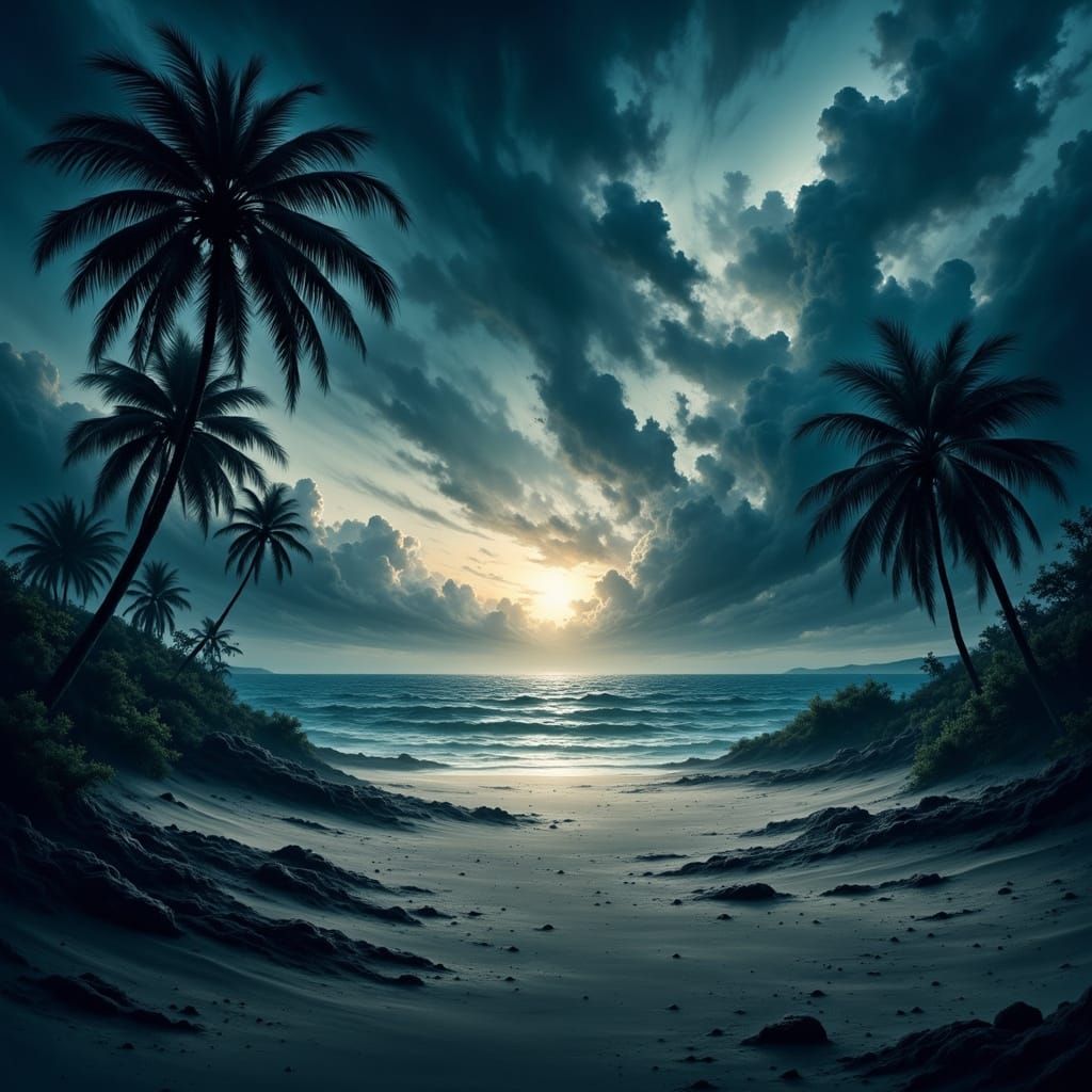 Muted Sunset on a Deserted Tropical Beach