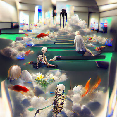 Ethereal Afterlife Scene with Celestial Beings