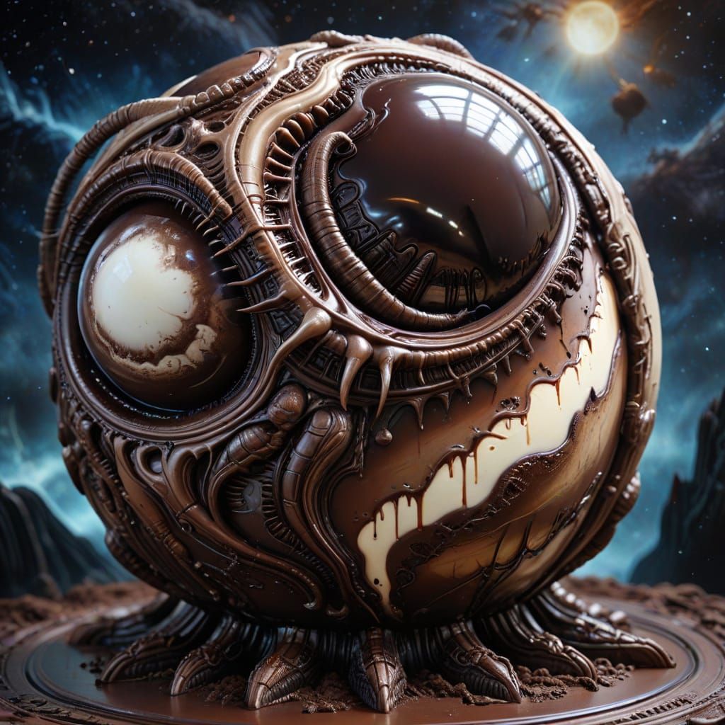 Chocolate Cream Planet in Biomechanical Style