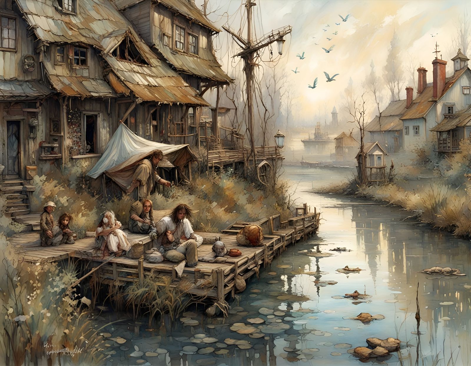 Detailed Riverside Landscape Fantasy Art