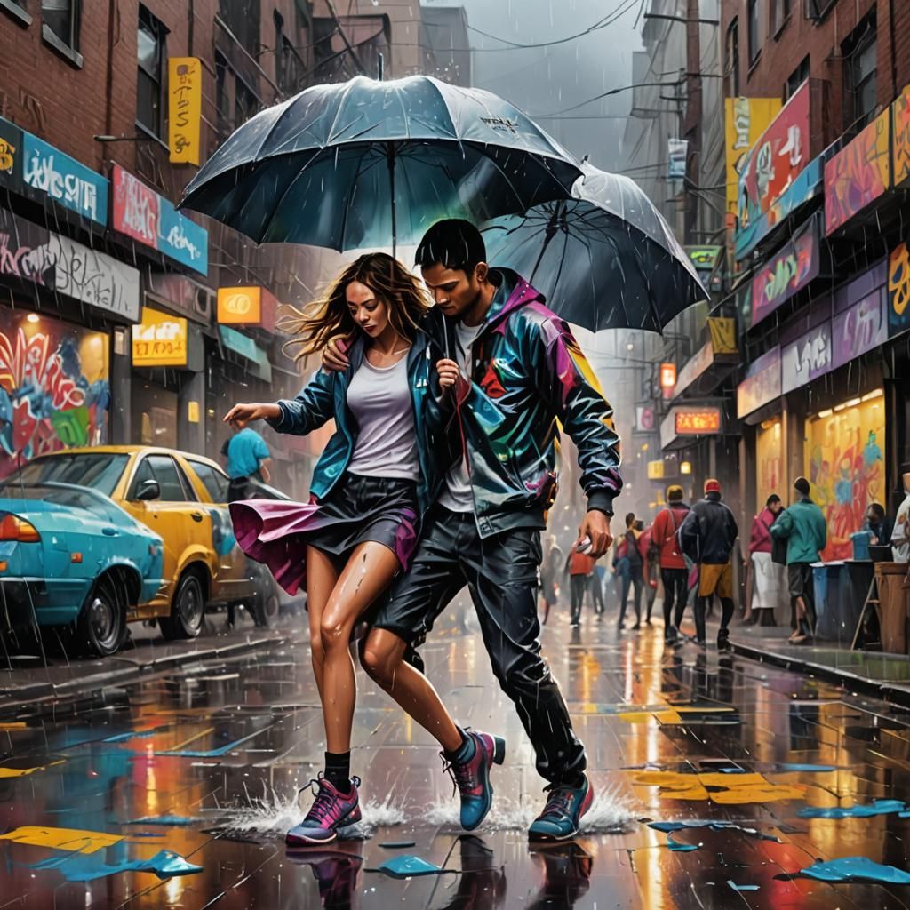 Inspirational Graffiti Art: Dance in the Rain