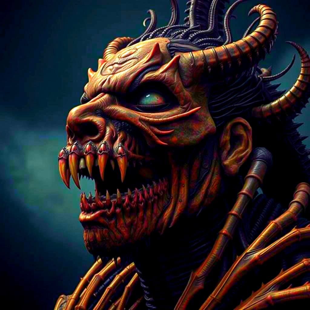 Demonic Creatures in Dark, Hyper-Realistic Style