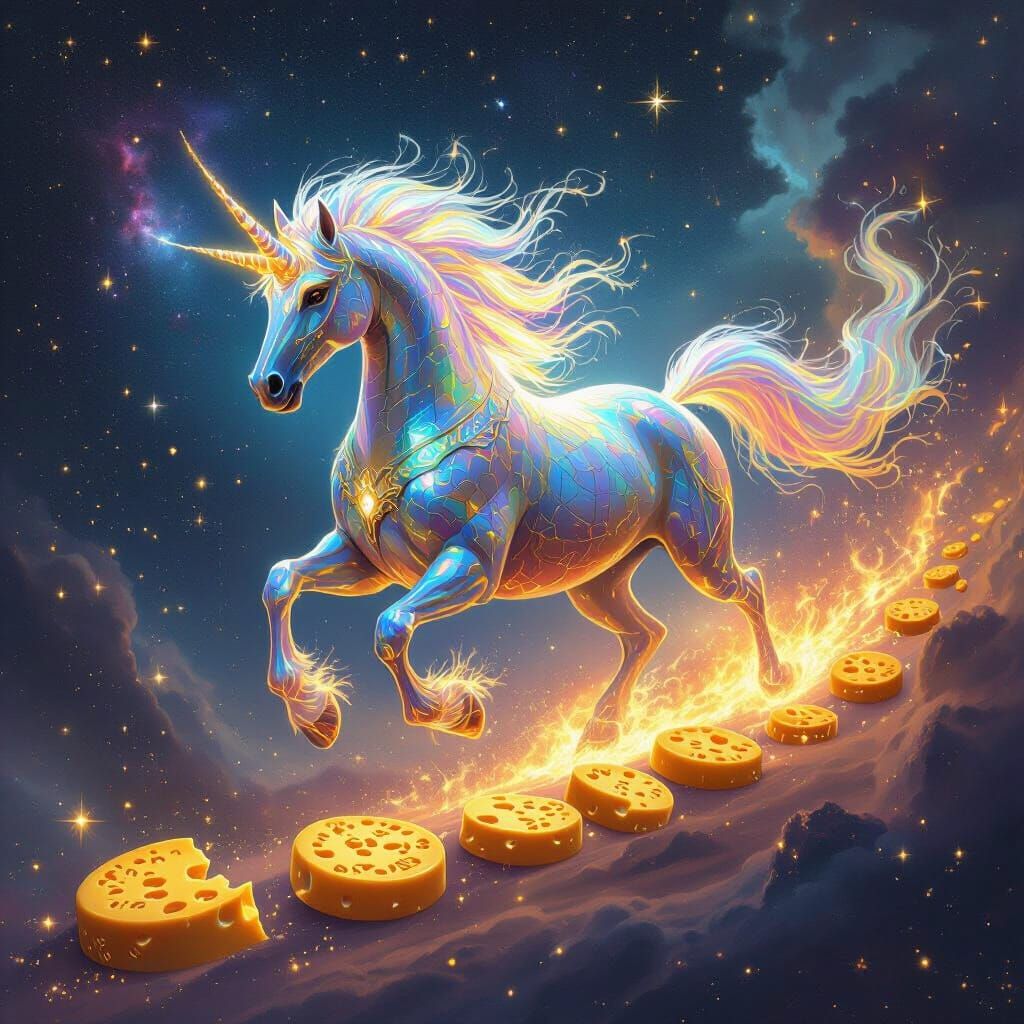 Majestic Fire Dragon Horse Gallops Through Cosmic Nebula