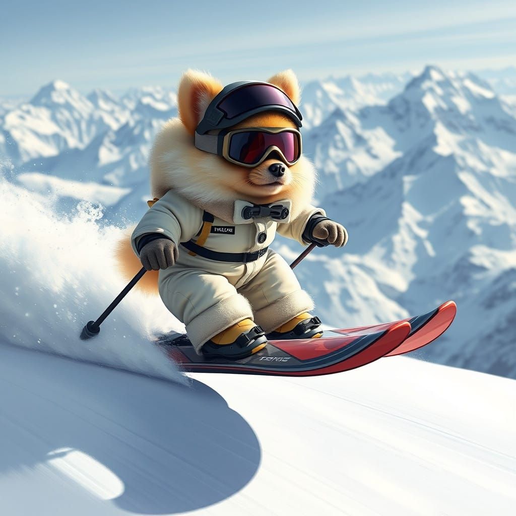 Supercute Pomeranian Puppy Speeds Down Mont Blanc Slopes on....