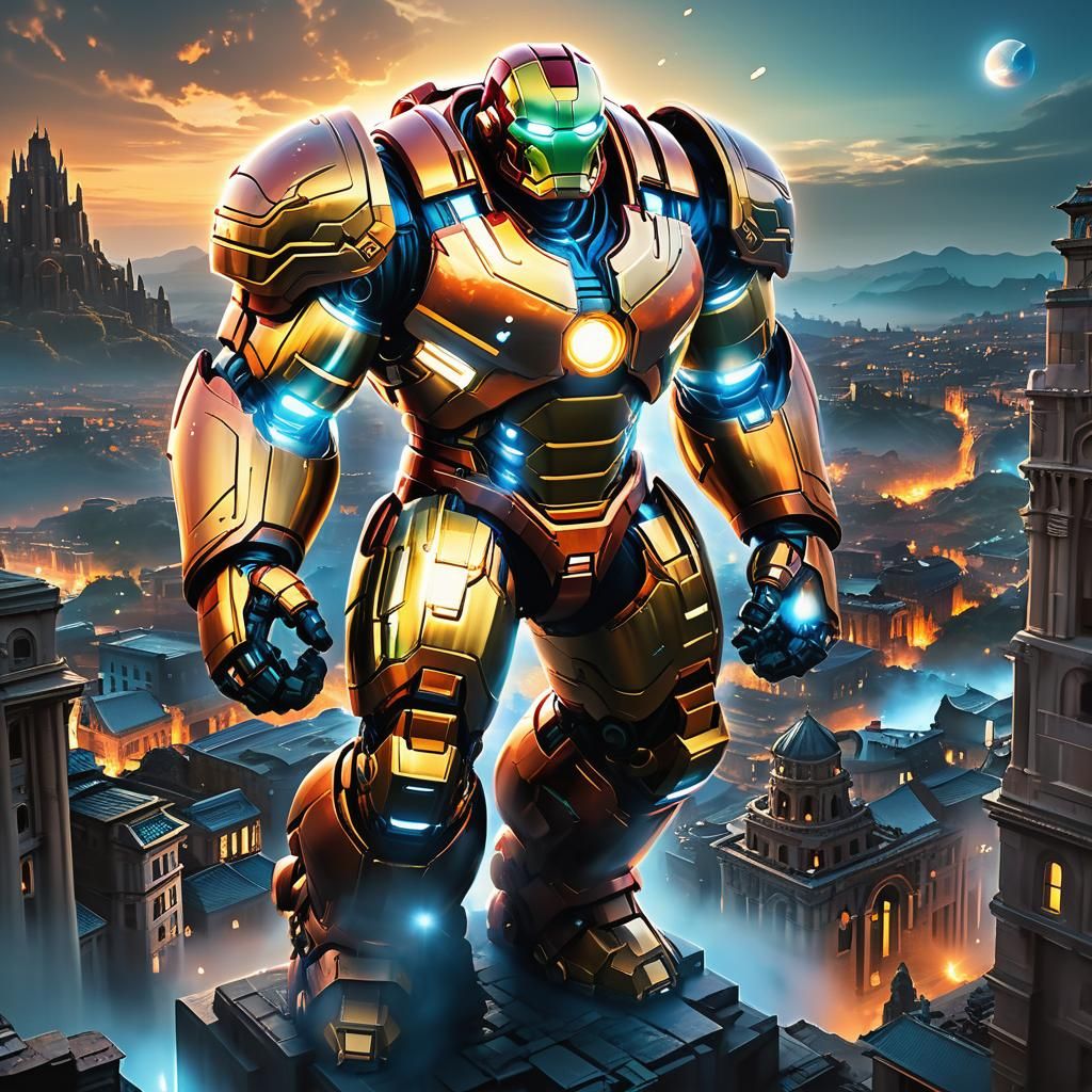 Celestial Hulkbuster Armor over Ancient City