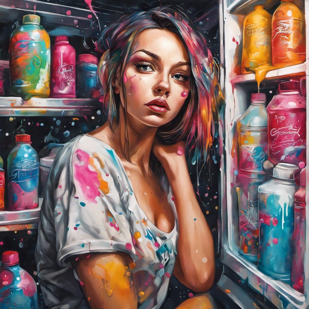 Beautiful Woman in Refrigerator, Graffiti Art