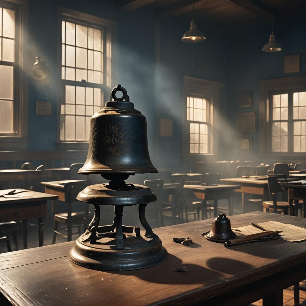 Antique School Bell in Dark Academic Style