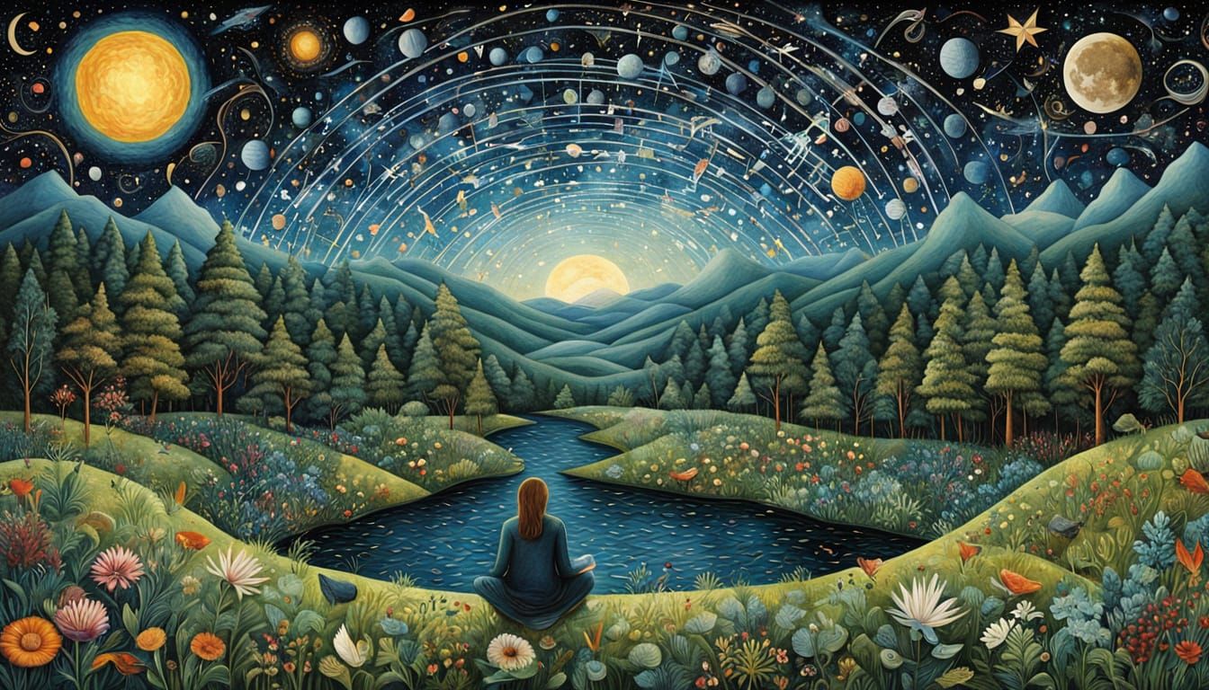 Surreal Cosmic Collage of Resilience and Authenticity