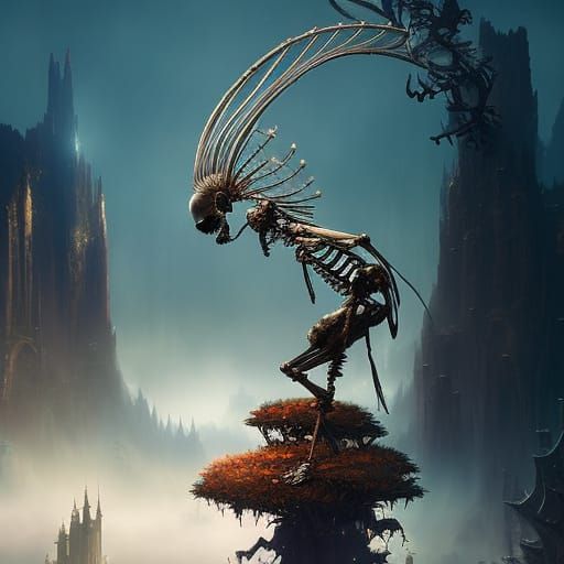 Fantastical Skeleton Portrait as Digital Splash Art
