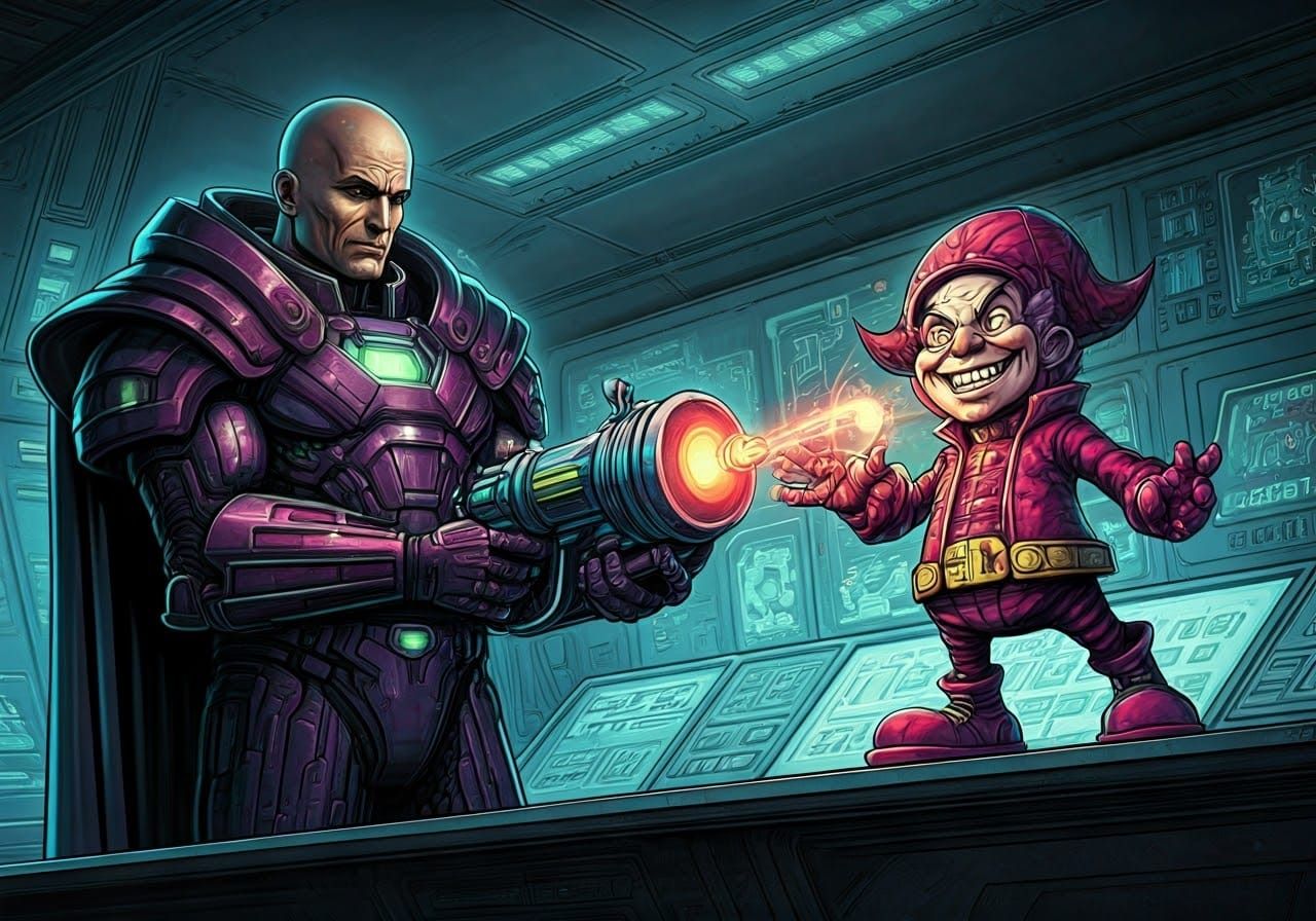 Lex Luthor and Mr. Mxyzptlk: Comic Book Art