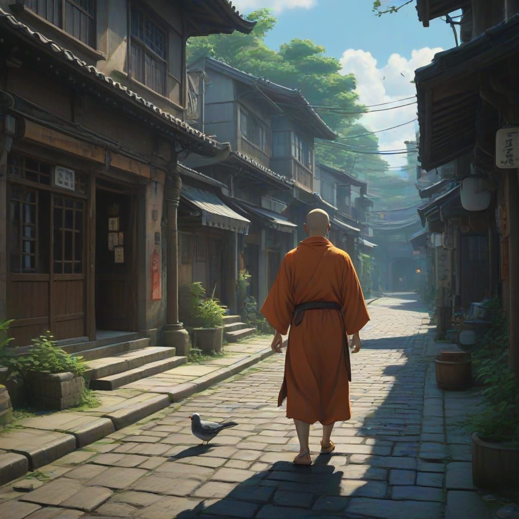 Drunken Monk in Ancient Japan, Ghibli Style