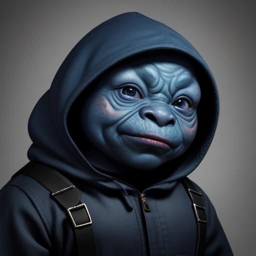 Blue Alien Kobold Portrait in Hyperrealistic Style