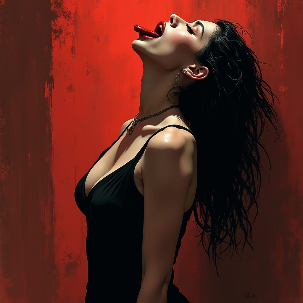 Woman in Dark Graphic Novel Style Portrait