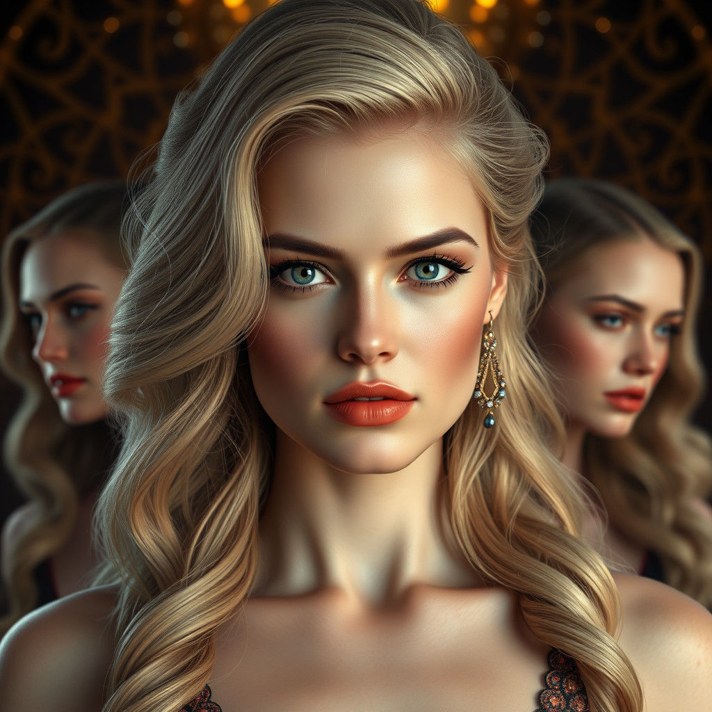 Blonde Models Portrait in Art Nouveau Style