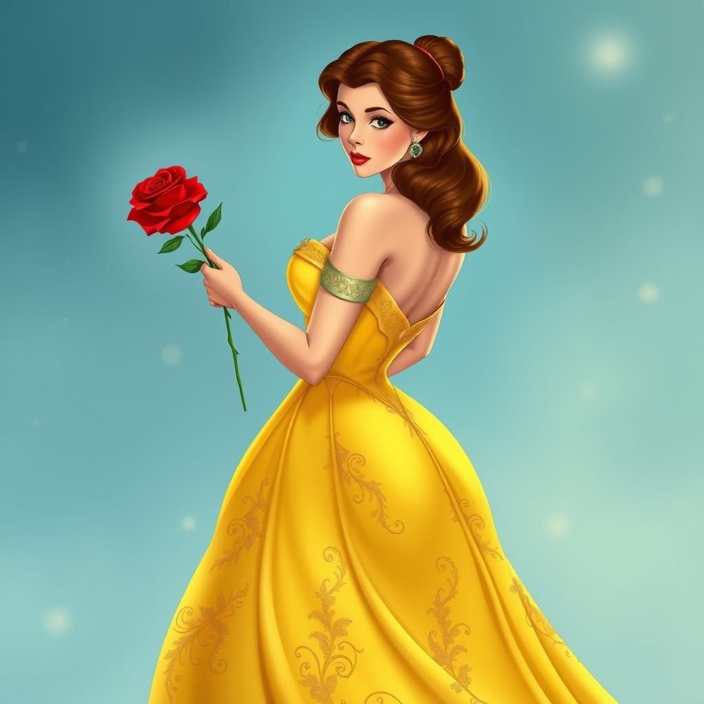 Elegant Belle in Art Nouveau Pin-Up Style