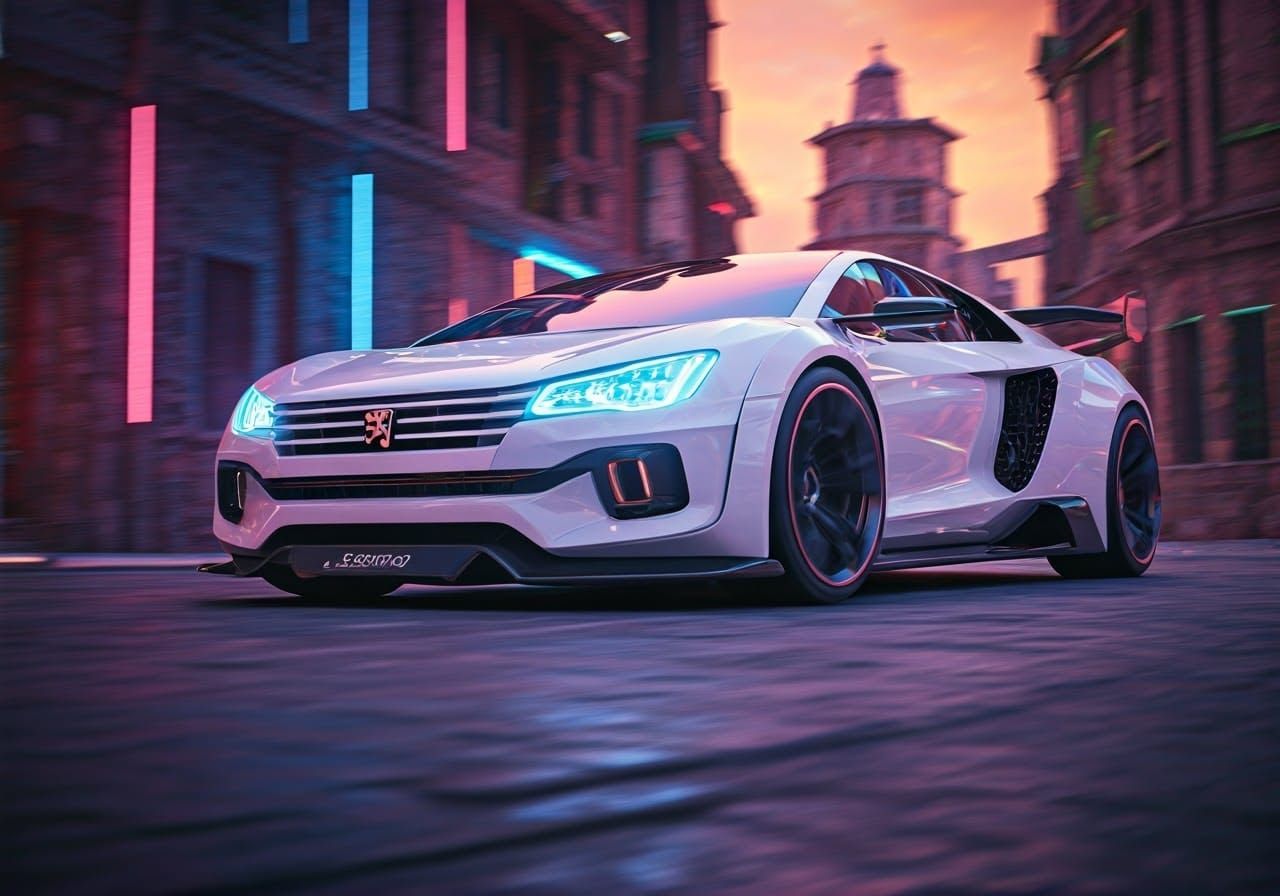 Futuristic Peugeot Concept Car Drifts Through Vibrant Psyche...