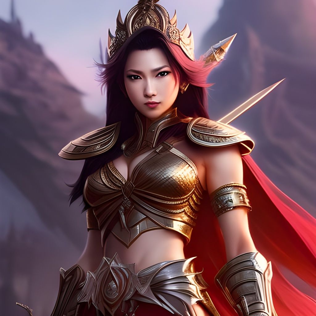 Warrior Queen in Final Fantasy Concept Art Style