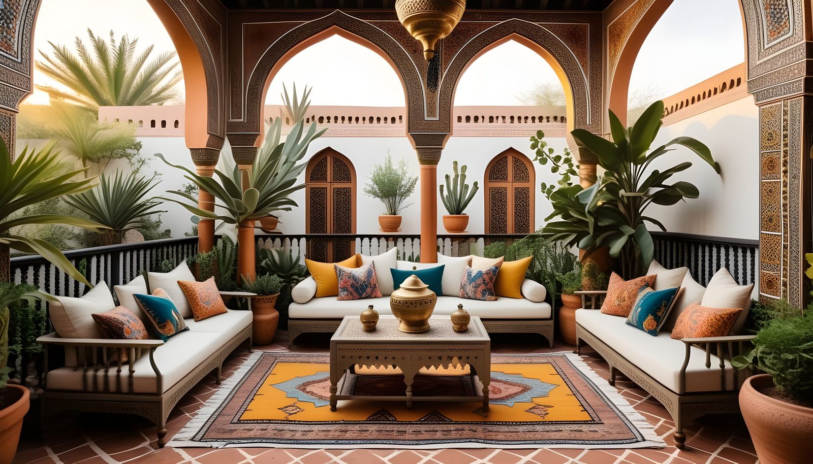 Bohemian Moroccan Patio at Golden Hour