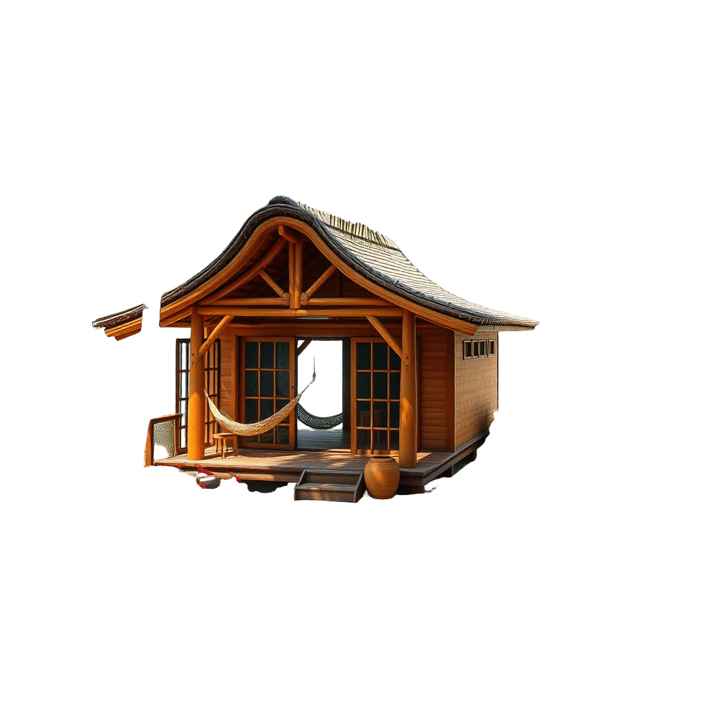Tropical Bamboo Cabin by Lagoon: Matte Painting