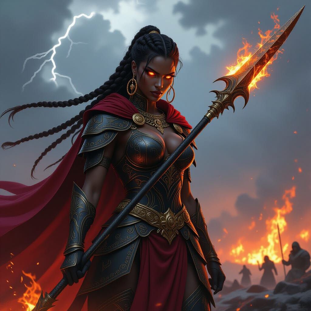 Goddess of War in Dark Fantasy Style