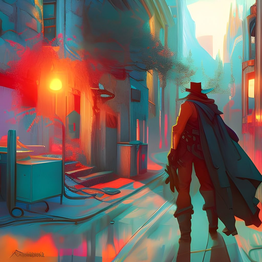 Urban Cowboy Rides into the Sunset: Digital Art